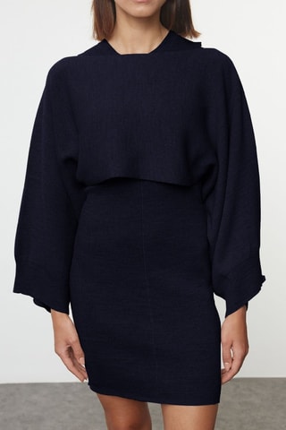 Vestido de tubo y jersey - Azul