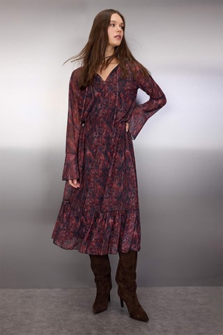 Vestido evasé - Burdeos