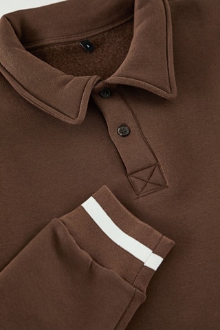 Sudadera regular fit - Blanco y marrón