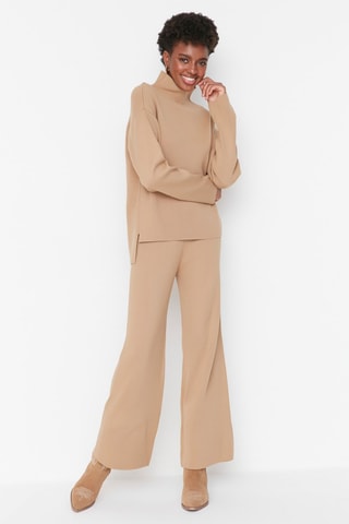 Jersey y pantalón wide leg - Marrón