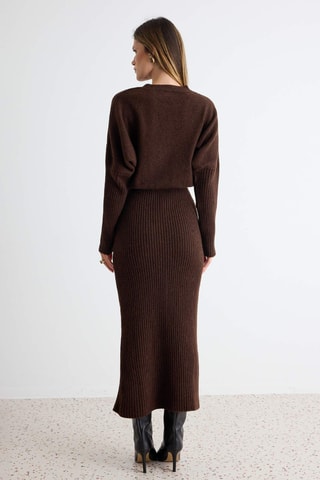 Vestido jersey - Marrón