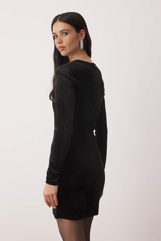 Vestido recto de terciopelo - Negro