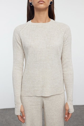 Jersey y pantalón de tiro alto - Beige