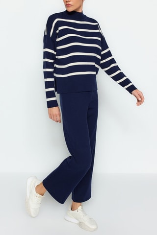 Jersey y pantalón wide leg - Blanco y azul