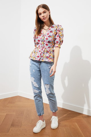 Camisa - Blanco, rojo, amarillo y rosa