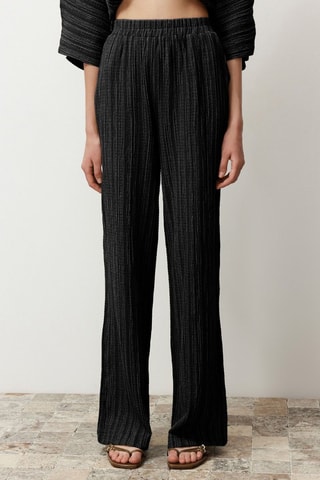 Pantalón wide leg de tiro alto - Negro