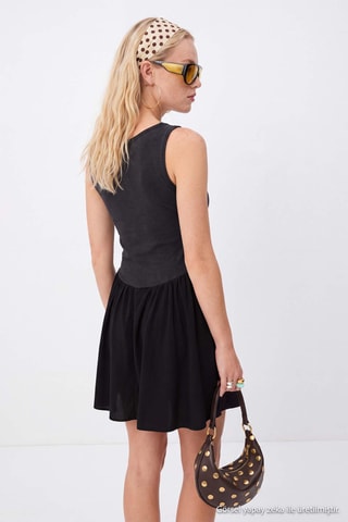 Vestido evasé - Negro