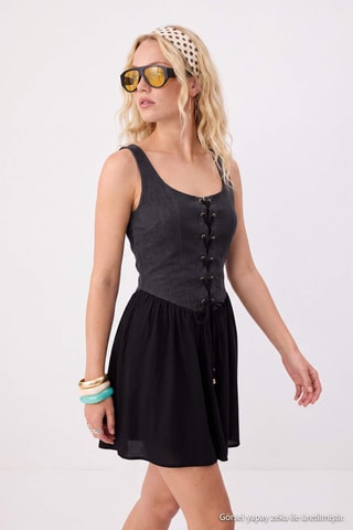 Vestido evasé - Negro