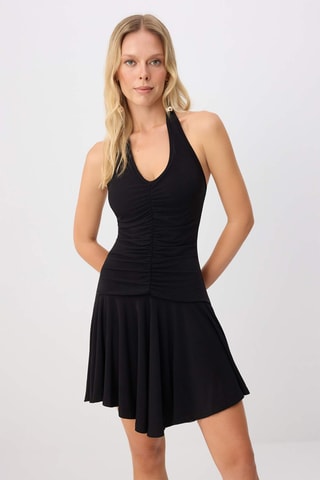 Vestido drapeado - Negro