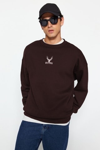 Sudadera oversize - Blanco y marrón
