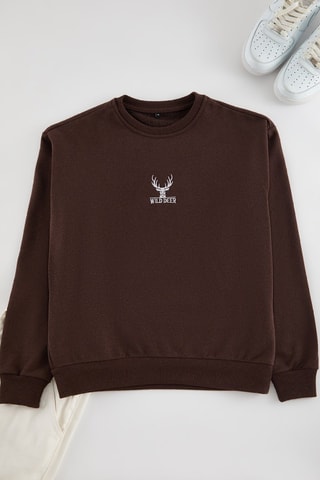 Sudadera oversize - Blanco y marrón