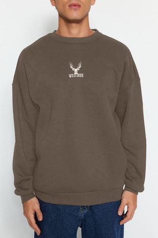 Sudadera oversize - Blanco y marrón
