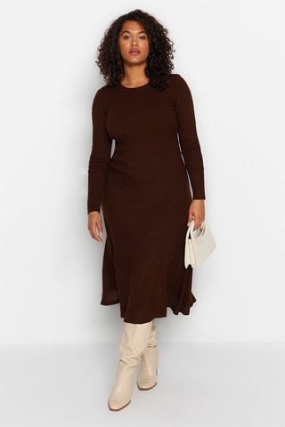 Vestido evasé - Marrón