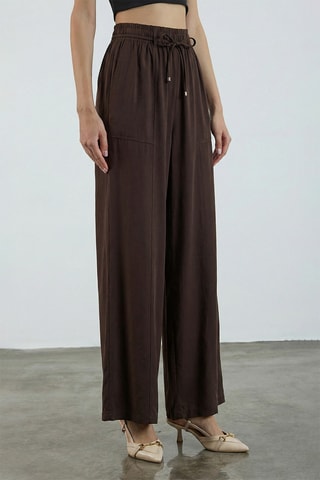 Pantalón wide leg de tiro alto - Marrón oscuro