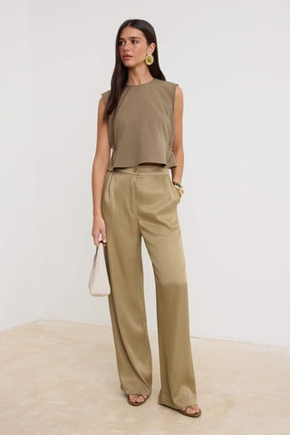 Pantalón de tiro alto - Topo