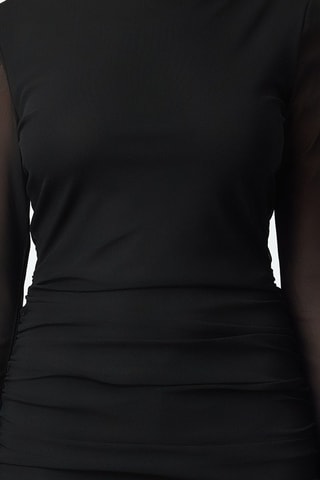 Vestido evasé bimateria - Negro