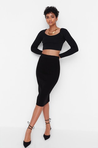 Falda de tubo de talle alto - Negro