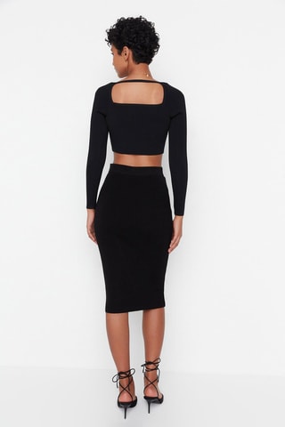 Falda de tubo de talle alto - Negro