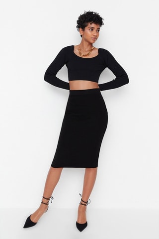Falda de tubo de talle alto - Negro