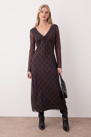 Vestido largo - Negro, rojo y marrón