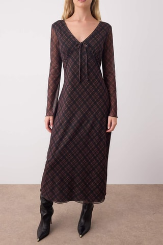 Vestido largo - Negro, rojo y marrón