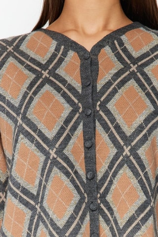 Cárdigan - Naranja, beige y gris