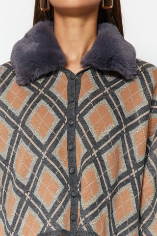 Cárdigan - Naranja, beige y gris