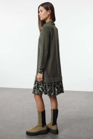 Vestido - Verde, negro y blanco