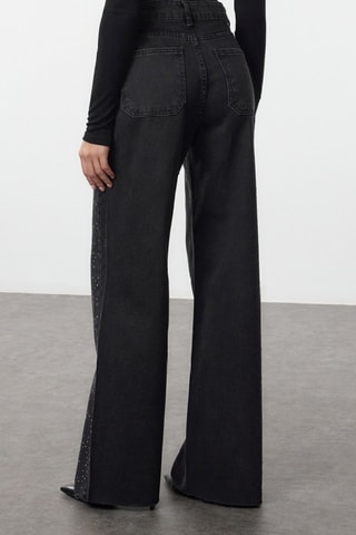 Vaquero wide leg de tiro alto - Negro