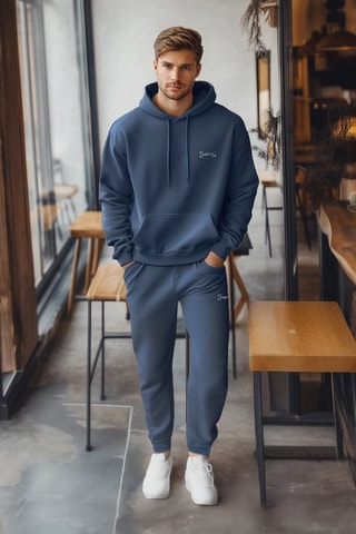 Sudadera oversize y jogging - Blanco y azul