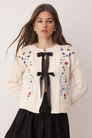 Cárdigan - Blanco y multicolor