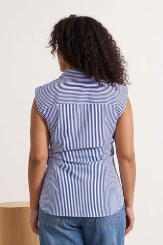 Camisa anudada sin mangas - Azul