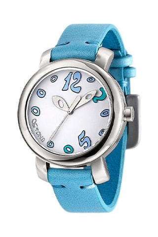 Leren en Doublé Zilver Quartz Horloge Instants
