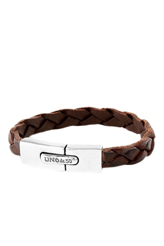 Armband Uno Men - Leer en doublé zilver
