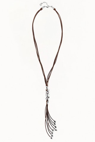 Ketting met Swarovski Kristallen India - Doublé Zilver en Leer