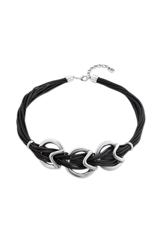 Ketting met Meerdere Rijen - Leer en Doublé Zilver