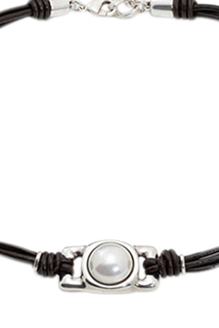 Ketting met Meerdere Rijen - Leer en Doublé Zilver