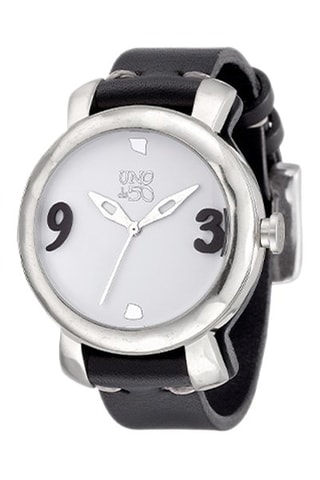 Leren en Doublé Zilver Quartz Horloge Cuanto