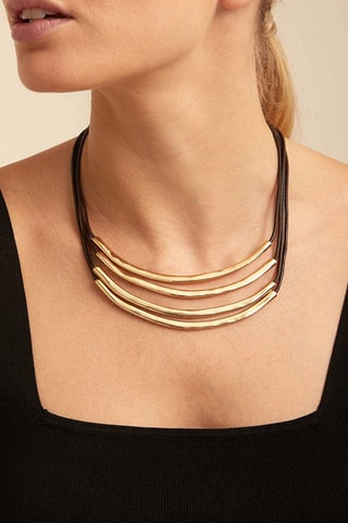 Ketting - Doublé Geelgoud en Leer