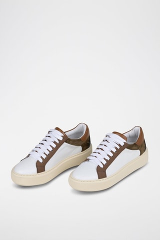 Baskets en cuir Nunza - Blanc, marron, noir et vert