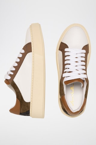 Baskets en cuir Nunza - Blanc, marron, noir et vert