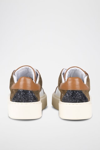 Baskets en cuir Nunza - Blanc, marron, noir et vert