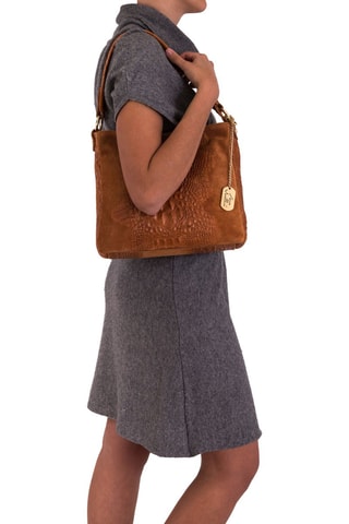 Sac porté épaule en cuir Linda - Doré et marron