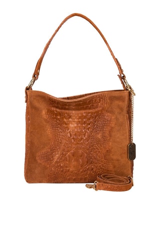 Sac porté épaule en cuir Linda - Doré et marron