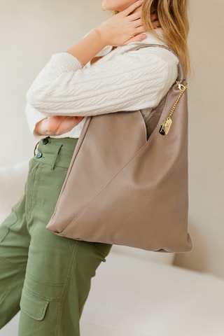 Sac à main en cuir Chersilina - Taupe