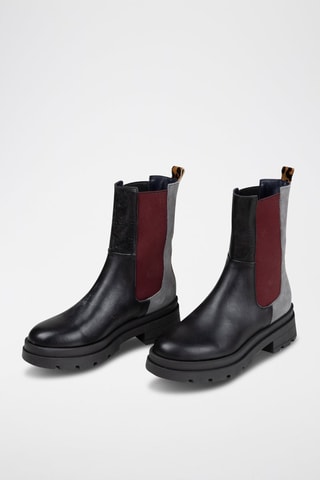 Bottines Chelsea en cuir et nubuck Marlorina - Noir et gris clair - Gris et noir