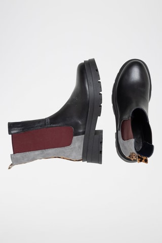 Bottines Chelsea en cuir et nubuck Marlorina - Noir et gris clair - Gris et noir
