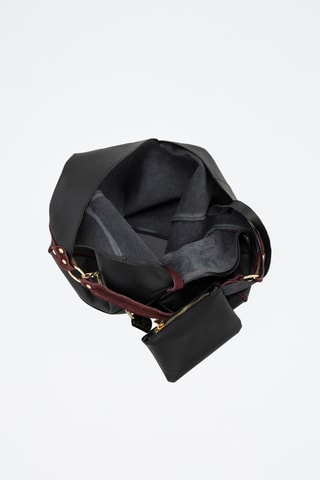 Sac porté épaule en cuir Alettiana - Bordeaux et noir