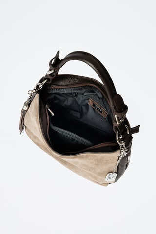 Sac à main en cuir Forena - Taupe et marron foncé