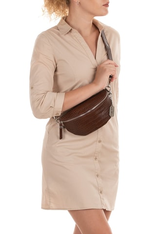 Sac banane en cuir Azzurra - Anna Morellini - Marron